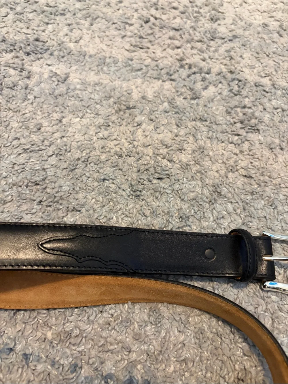 Tony Lama Mens Black Leather Belt Size 38 USA Made Western Silver Buckle 0203L⁠
